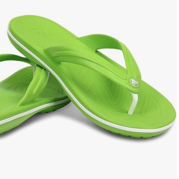 Crocs NWT Unisex Crocband Flip Flop Sandals in Volt Green/White Size M6/W8 - Picture 2 of 7